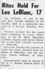 Obituary of Leo LeBlanc