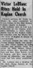 Obituary of Victor LeBlanc