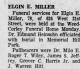 Obituary of Elgin Edward Miller