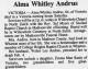 Obituary of Rosa Alma Whitley Andrus