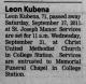 Death Notice of Leon Franklin Kubena