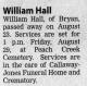 Death Notice of William Thomas 'Bill' Hall