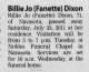 Death Notice of Billie Jo Fannette Dixon
