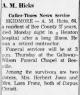 Obituary of Alfred Myral Hicks Obituary of Alfred Myral Hicks