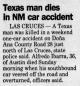 Texas man dies in NM car accident