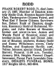 Obituary of Frank Robert Rodd
