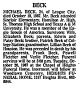Obituary of Michael Joseph Beck