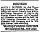Death Notice of Betty Jean Kerr Deutsch