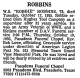 Obituary of Willard Stewart 'Robbie' Robbins