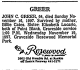 Obituary of John Curtis Greer