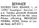 Death Notice of George Paul Benner Death Notice of George Paul Benner