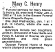 Obituary of Mavy Clement Henry