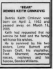 Obituary of Dennis Keith 'Bear' Crnkovic