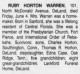 Obituary of Ruby Mae Swain Horton Warren