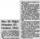 Obituary of Rev. Marion Ralph Weedon