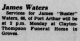 Death Notice of James Bert 'Buster' Waters