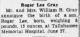 Birth Announcement of Roger Lee Gray