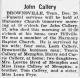 Obituary of John Callery