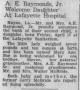 Birth Announcement of Mary Ann Raymond