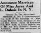 Marriage Announcement of Leroy Burton Dubois and Gloria Delores Jarez