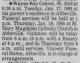 Death Notice of Wayne Ray Cabrol