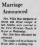 Marriage Announcement of Gratz Bryan Gouger and Willie Mae Collard