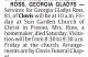 Death Notice of Georgia Gladys Lindly Ross