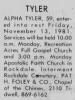 Death Notice of Alpha Eudeene Coldiron Tyler