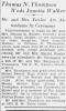 Marriage Announcement of Thomas N. 'Tommie' Thompson and Juanita Elizabeth Walker