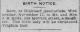 Birth Announcement of Virginia Bell Reily