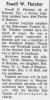 Obituary of Powell Washington Fletcher