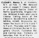Obituary of Nancy Sara Quarterella Cleary