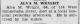 Death Notice of Alva Morris Wright