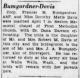 Marriage Announcement of Francis Marion Bumgardner and Dorothy Marie Davis